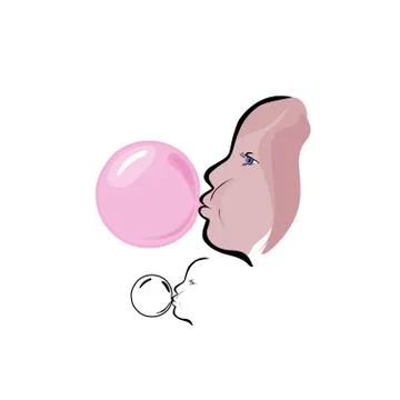 Bubble gum blowing Stock Illustration