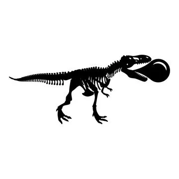Bubble gum blowing t-rex skeleton dinosaur icon black color vector illustra.. Stock Illustration