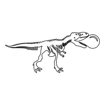 Bubble gum blowing t-rex skeleton dinosaur contour outline line icon black .. Stock Illustration