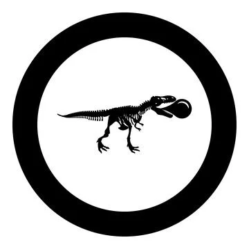 Bubble gum blowing t-rex skeleton dinosaur icon in circle round black color.. Stock Illustration