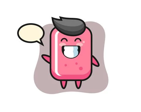Bubble gum cartoon character doing wave hand gesture Stock Illustration