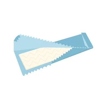 Bubble gum in a foil pack. Mint chewing gum. Classic 80s or 90s peppermint .. Ilustración de archivo