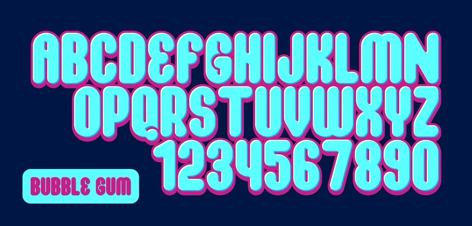 Bubble Gum font Stock Illustration
