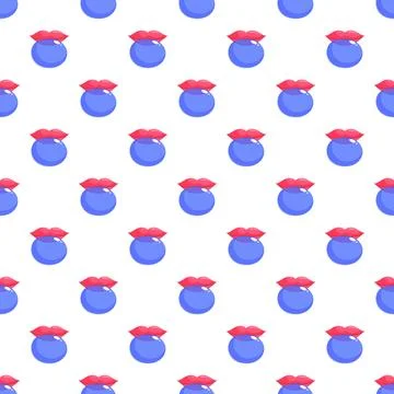 Bubble gum lips pop art seamless pattern Stock Illustration