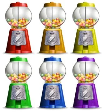 Bubble gum machine in different colors Stock Illustration