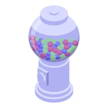 Bubble gum machine icon isometric vector. Cute sugar food Stock Illustration
