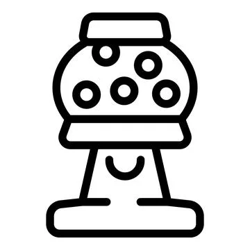 Bubble gum machine smiling and holding chewing gum balls icon Stock Illustration
