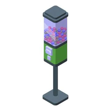 Bubble gum machine stand icon isometric vector. Sweet food Stock Illustration