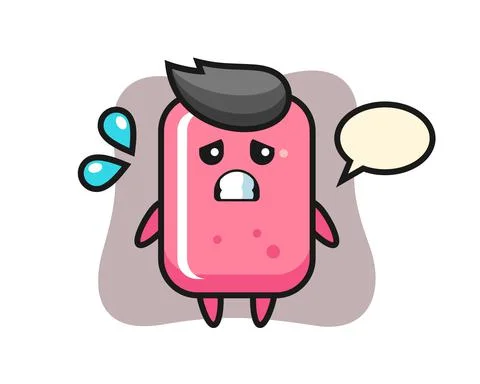 Bubble gum mascot character with afraid gesture Stock Illustration