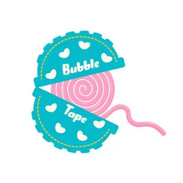 Bubble gum in roll. Classic 80s 90s bubble tape Stock Illustration
