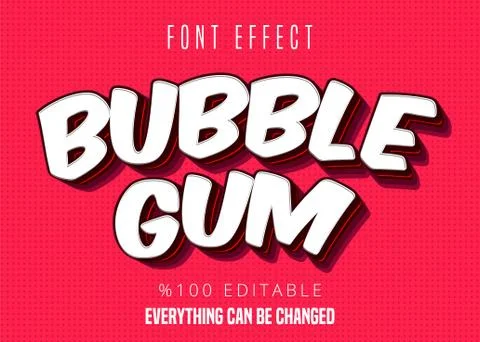 Bubble Gum text, editable font effect Stock Illustration