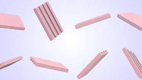 Bubble Gums Falling on a Light Background. Stylized Bubble Gums 3D. 4K Stock Footage 303508725