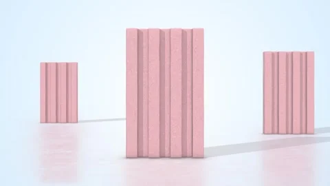 Bubble Gums on a Light Reflective Floor. Stylized Pink Bubble Gums 3D. 4K Stock Footage 303509150