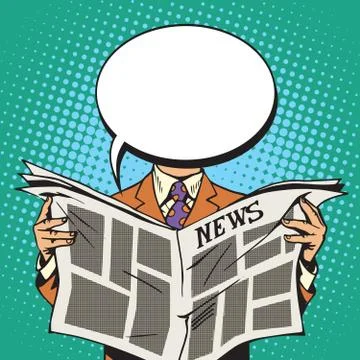 Bubble head reader of the newspaper Stock Illustration