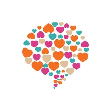 Bubble with hearts for valentines day Vector logo icon illustration. Stock Illustration