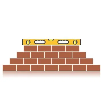 Bubble level on bricks Stock Illustration