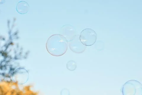 Bubble on a light blue color background Stock Photos