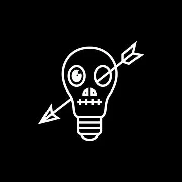 Bubble light lamp with head skull arrows creative ideas logo design vector .. Stock Illustration
