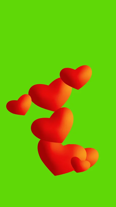 Bubble Love 3D animation in green screen vertical Stock Footage 325438839