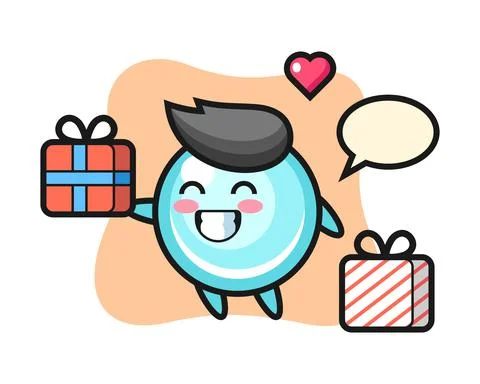 Bubble mascot cartoon giving the gift Stock Illustration