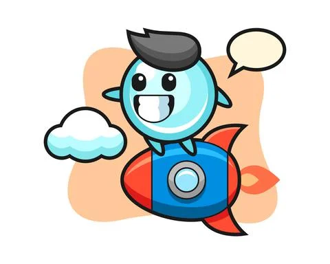 Bubble mascot character riding a rocket Stock Illustration