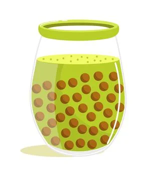 Bubble matcha green tea isolated on white background Stock Illustration