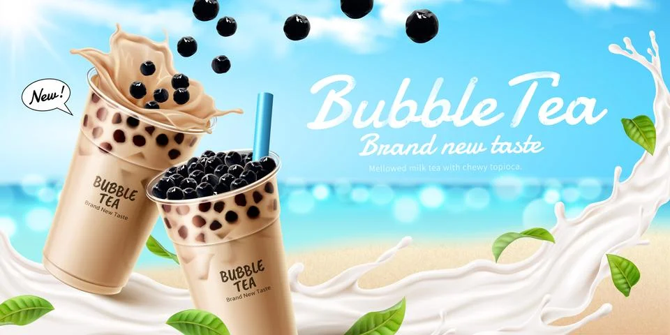 Bubble milk tea ads Illustrazione stock