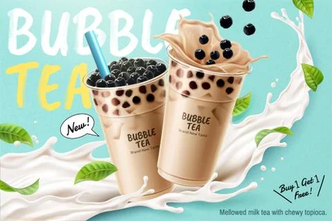 Bubble milk tea ads Stock-Illustration