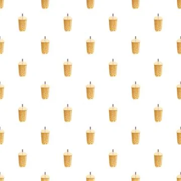 Bubble milk tea drink seamless pattern background Stock Illustration