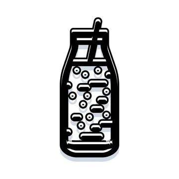 Bubble milk tea drink with straw and bobas Illustrazione stock