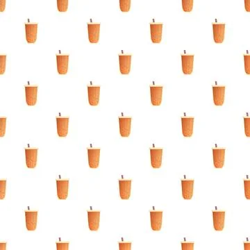 Bubble milk tea drinks seamless pattern wallpaper Stock Illustration