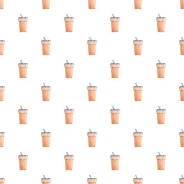Bubble milk tea refreshing drink seamless pattern Stockillustratie