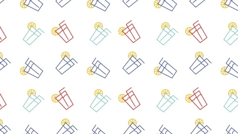 Bubble milk tea, summer drink, coffee or lemonade Minimal Motion art seamless Stock Footage 153620717