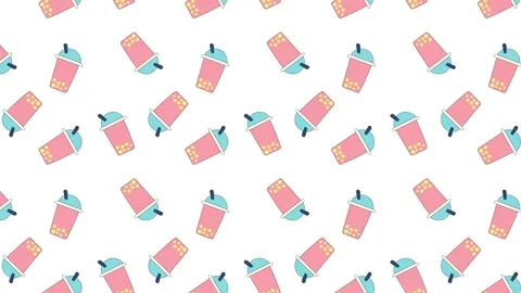 Bubble milk tea, summer drink, coffee or lemonade Minimal Motion art seamless Stock Footage 153620807
