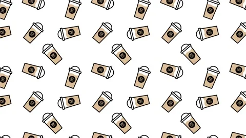 Bubble milk tea, summer drink, coffee or lemonade Minimal Motion art seamless Stock Footage 153621051