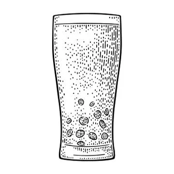 Bubble milk tea with tapioca pearl ball in glass. Vector vintage engraving Stock Illustration