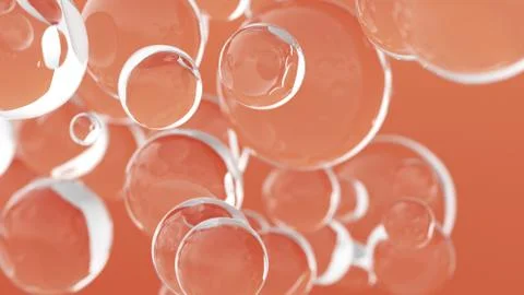 Bubble oil on water background orange color. Flying abstract glass or water blob Stock Photos