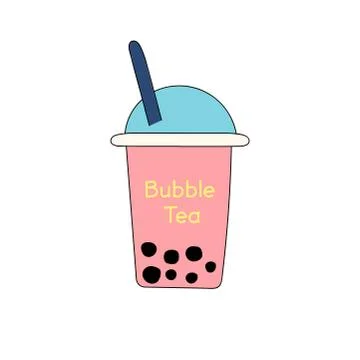 Bubble or pearl milk tea or boba flat vector color icon for food apps and web Stock Illustration