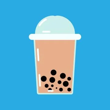 Bubble or pearl milk tea or boba flat vector color icon for food apps and web Stock Illustration