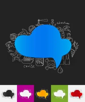 Bubble paper sticker with hand drawn elements Stock Illustration