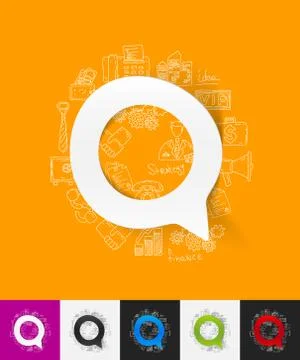 Bubble paper sticker with hand drawn elements Stock Illustration