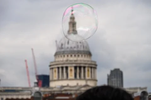 Bubble passes in Front of St Paul's Cathedral Stock Photos