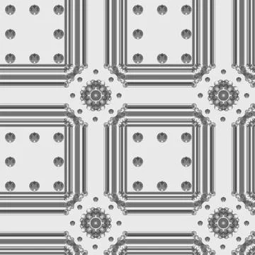 Bubble Pattern And Striped Squares In Grey And White Repeat Design 스톡 일러스트
