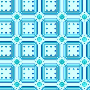 Bubble Pattern And Striped Squares In Blue Repeat Design Illustrazione stock