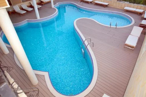 Bubble pool 3 . View on swimming pool with turquoise clear water . swimming p Stock Photos