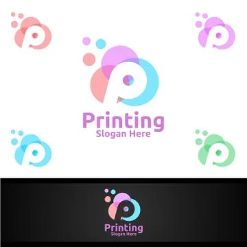 Bubble Printing Company Vector Logo Design for Media, Retail, Advertising, Ne Stock Illustration