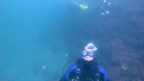 Bubble Ring from the Scuba Diver Stock Footage 129115295