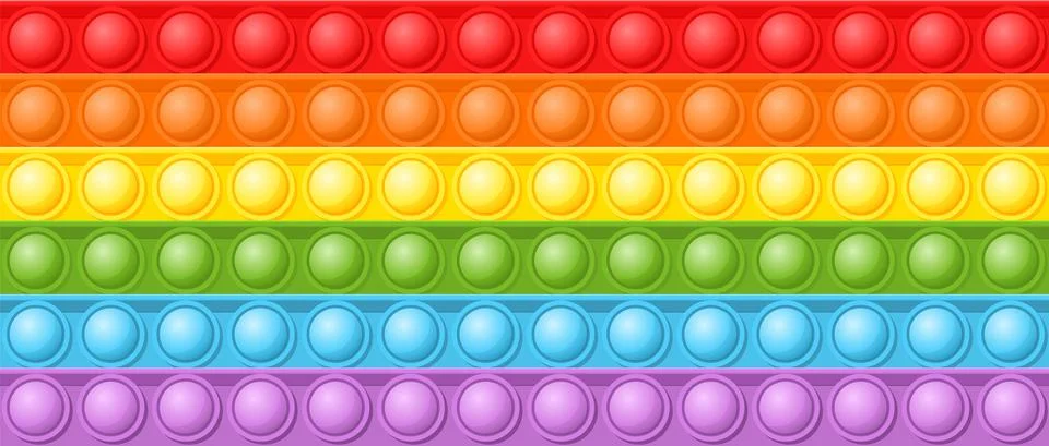 Bubble seamless pattern. Rainbow pop it fidget toy, simple antistress background Stock Illustration