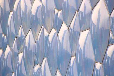 Bubble shapes applied to a transparent building facade, close-up Stock Photos
