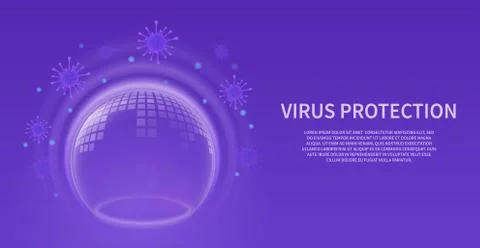 Bubble shield. Glowing transparent sphere with pattern, virus barrier background Stock Illustration
